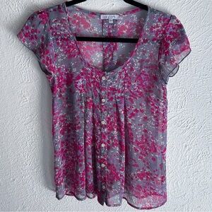 Vintage Y2K Delia’s Sheer Floral Button-Up Top – XS